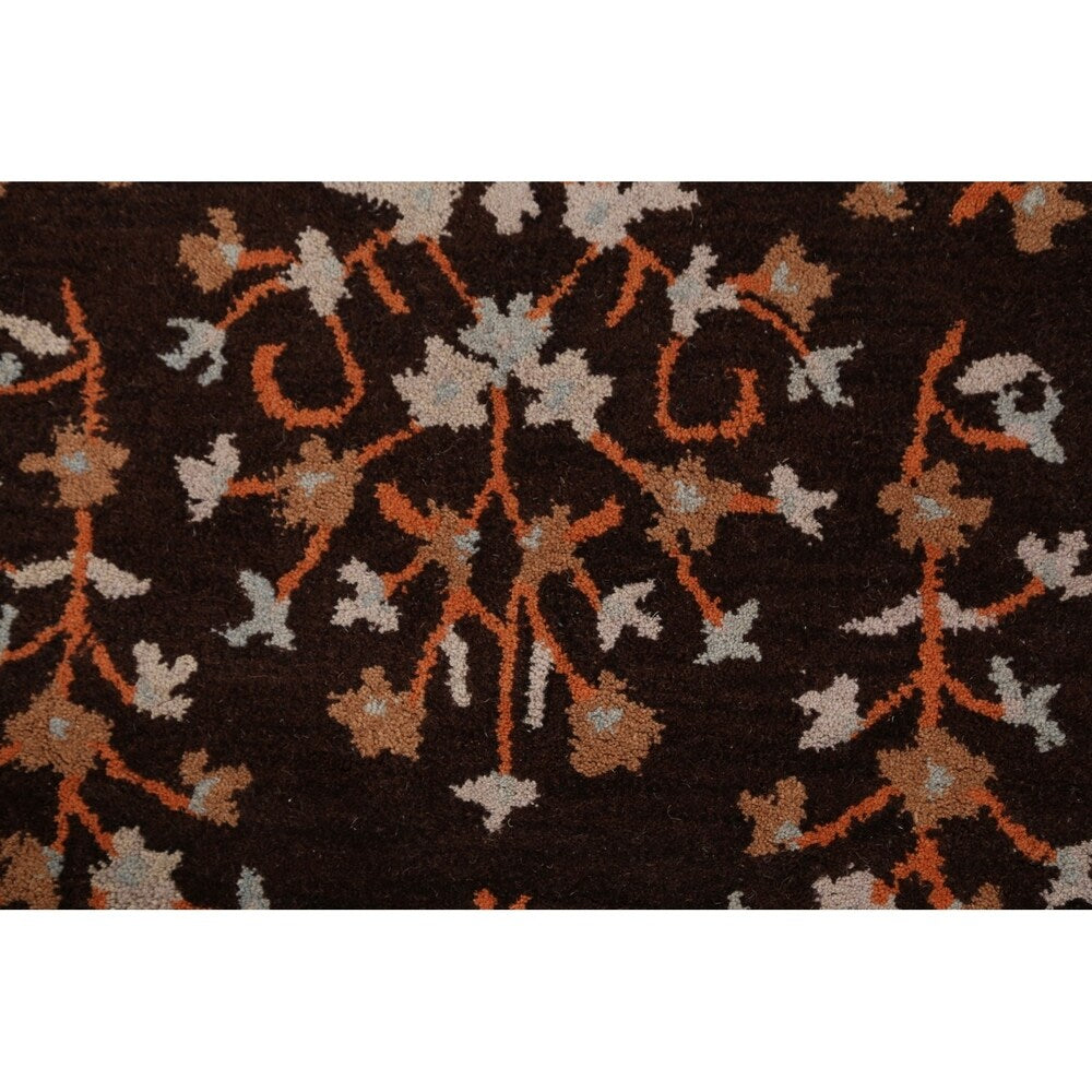 Decorative Floral Brown Oushak Oriental Runner Rug Hand-tufted - 2'7" x 8'1"