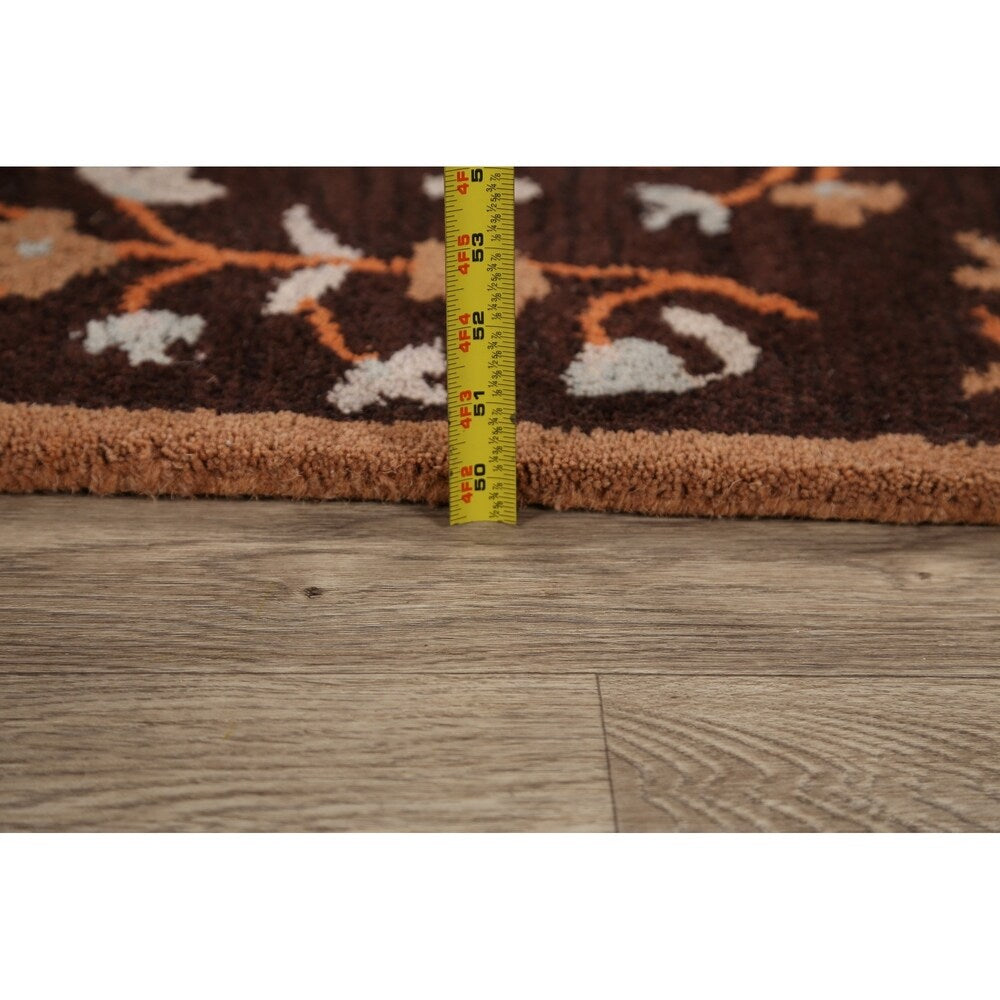 Decorative Floral Brown Oushak Oriental Runner Rug Hand-tufted - 2'7" x 8'1"