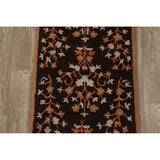 Decorative Floral Brown Oushak Oriental Runner Rug Hand-tufted - 2'7" x 8'1"