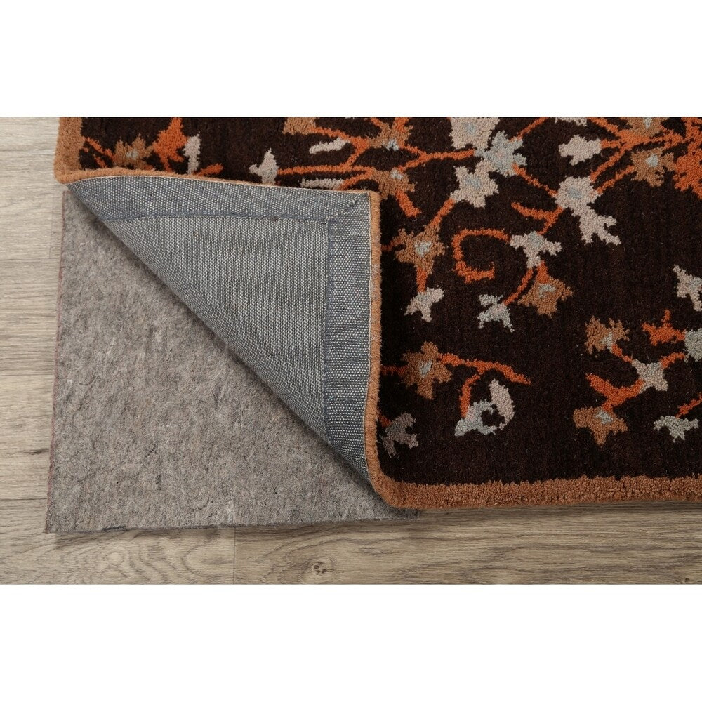 Decorative Floral Brown Oushak Oriental Runner Rug Hand-tufted - 2'7" x 8'1"