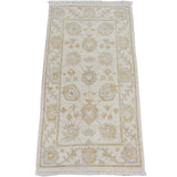 Decorative Floral Oushak Turkish Area Rug Handmade Wool Carpet - 1'11" x 3'3"