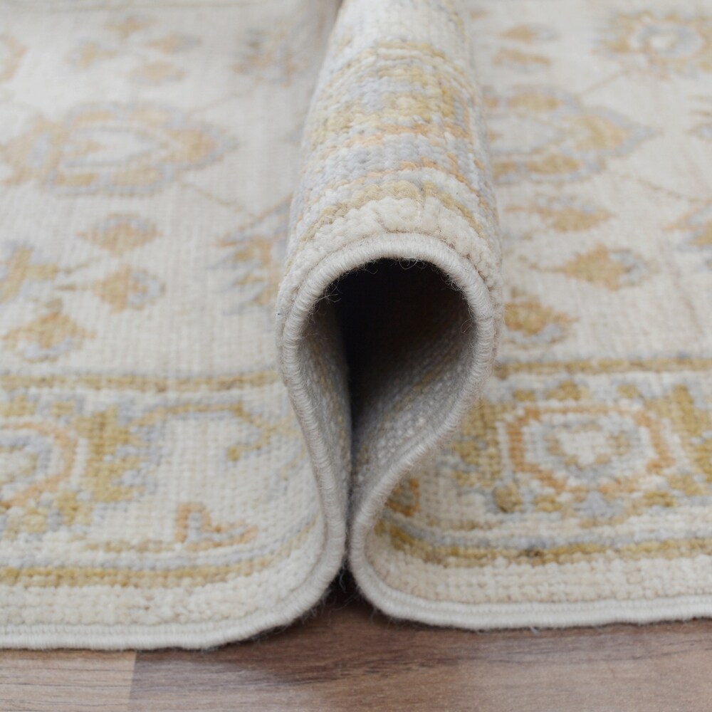 Decorative Floral Oushak Turkish Area Rug Handmade Wool Carpet - 1'11" x 3'3"