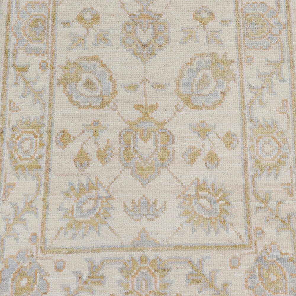 Decorative Floral Oushak Turkish Area Rug Handmade Wool Carpet - 1'11" x 3'3"