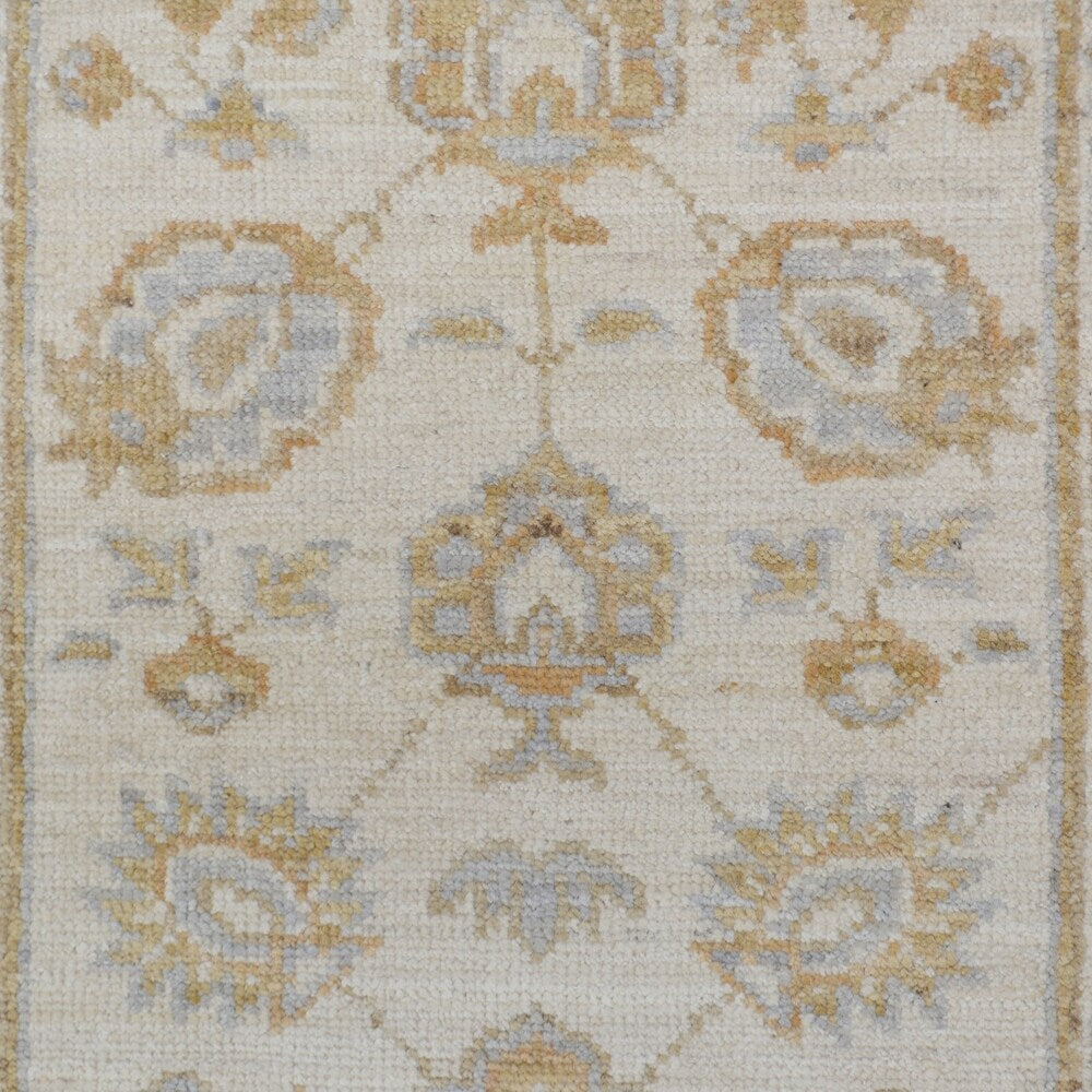 Decorative Floral Oushak Turkish Area Rug Handmade Wool Carpet - 1'11" x 3'3"