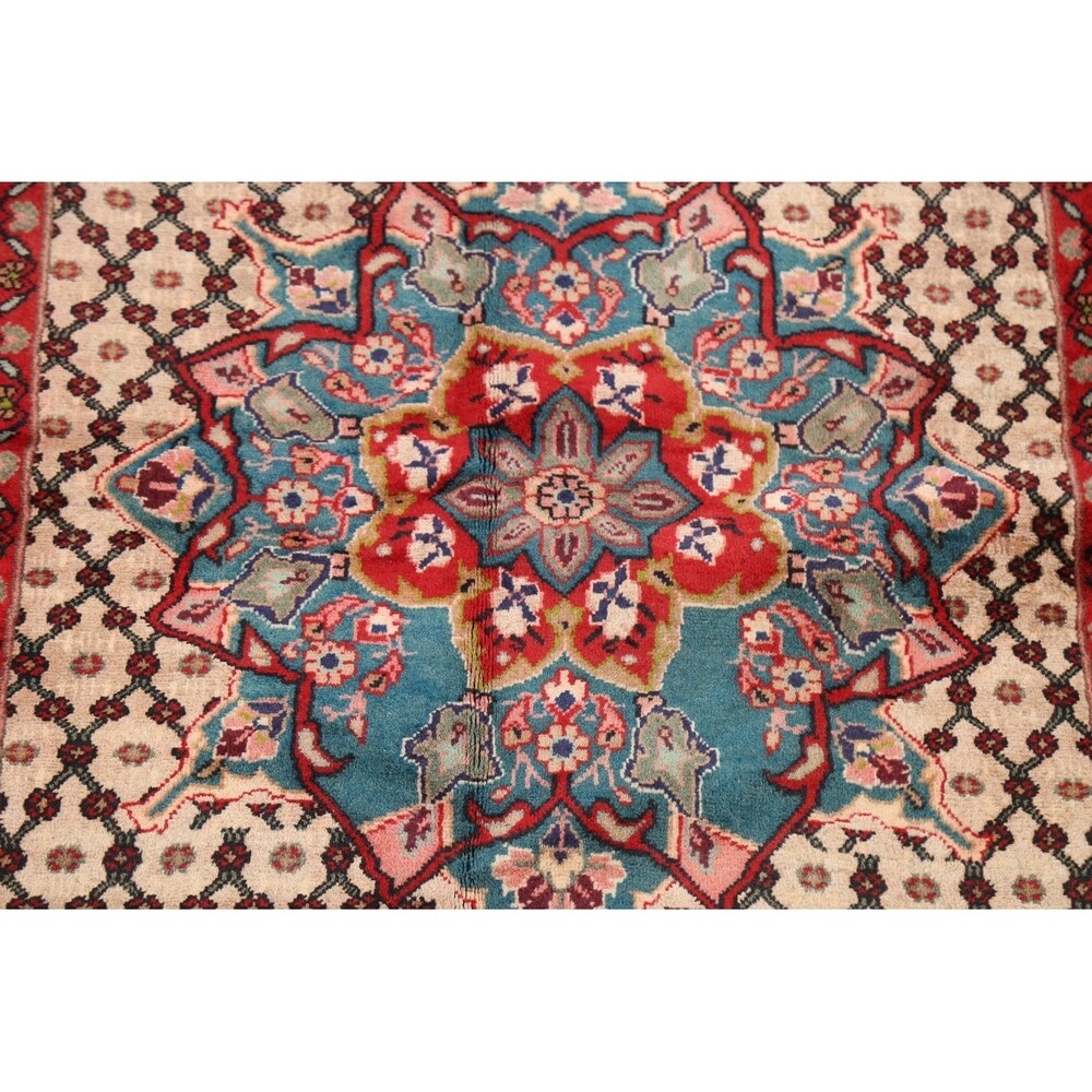 Decorative Geometric Ardebil Persian Area Rug Hand-Knotted Carpet - 3'4" x 5'11"