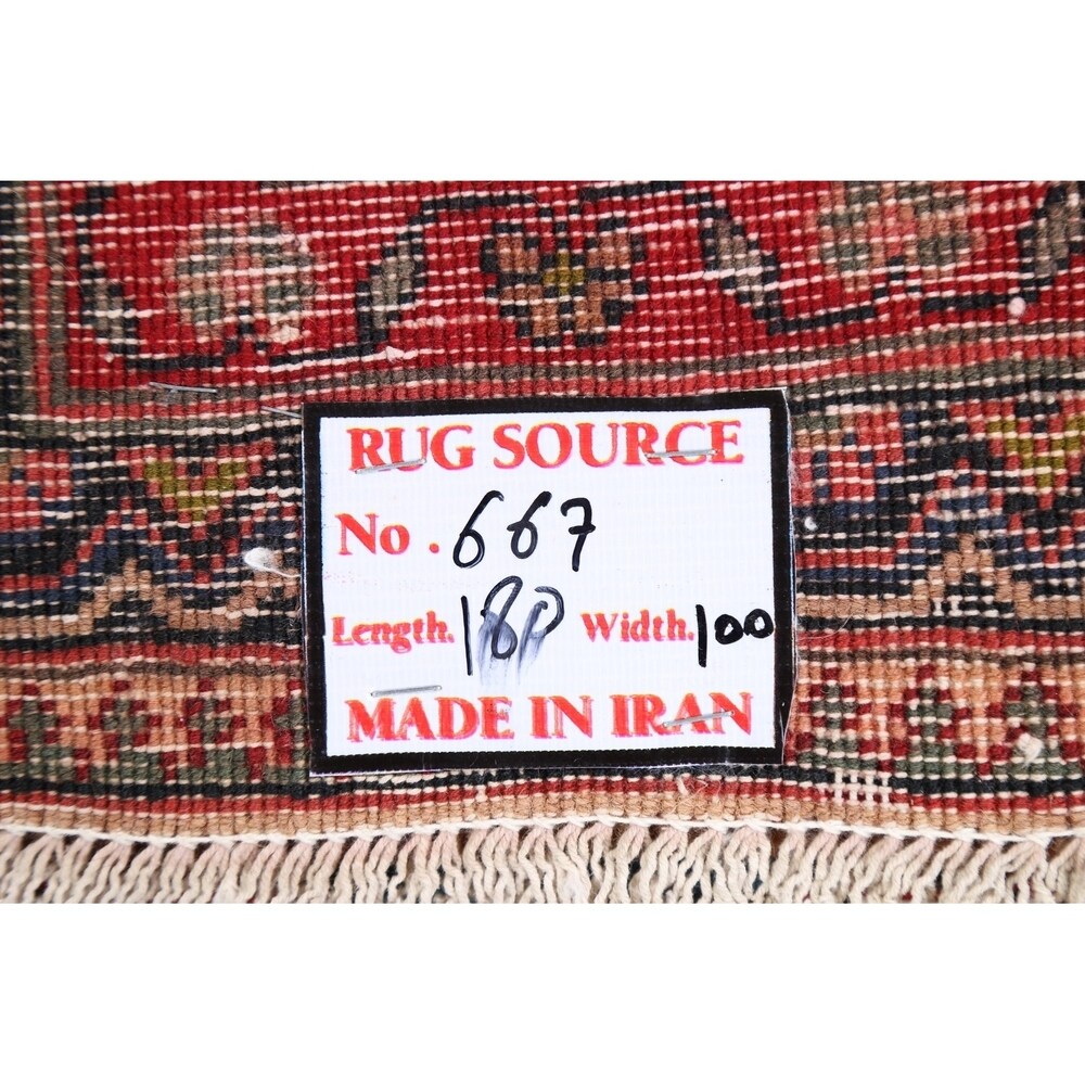 Decorative Geometric Ardebil Persian Area Rug Hand-Knotted Carpet - 3'4" x 5'11"