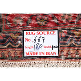 Decorative Geometric Ardebil Persian Area Rug Hand-Knotted Carpet - 3'4" x 5'11"
