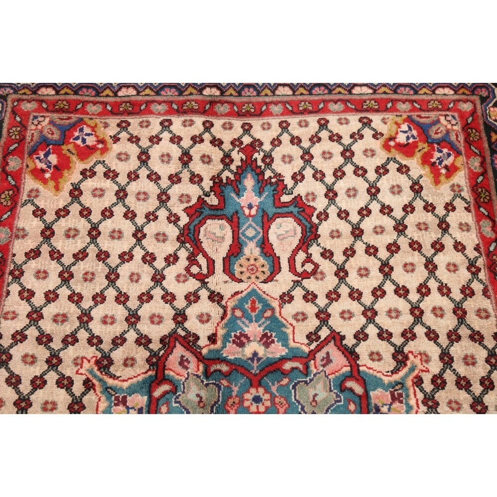Decorative Geometric Ardebil Persian Area Rug Hand-Knotted Carpet - 3'4" x 5'11"