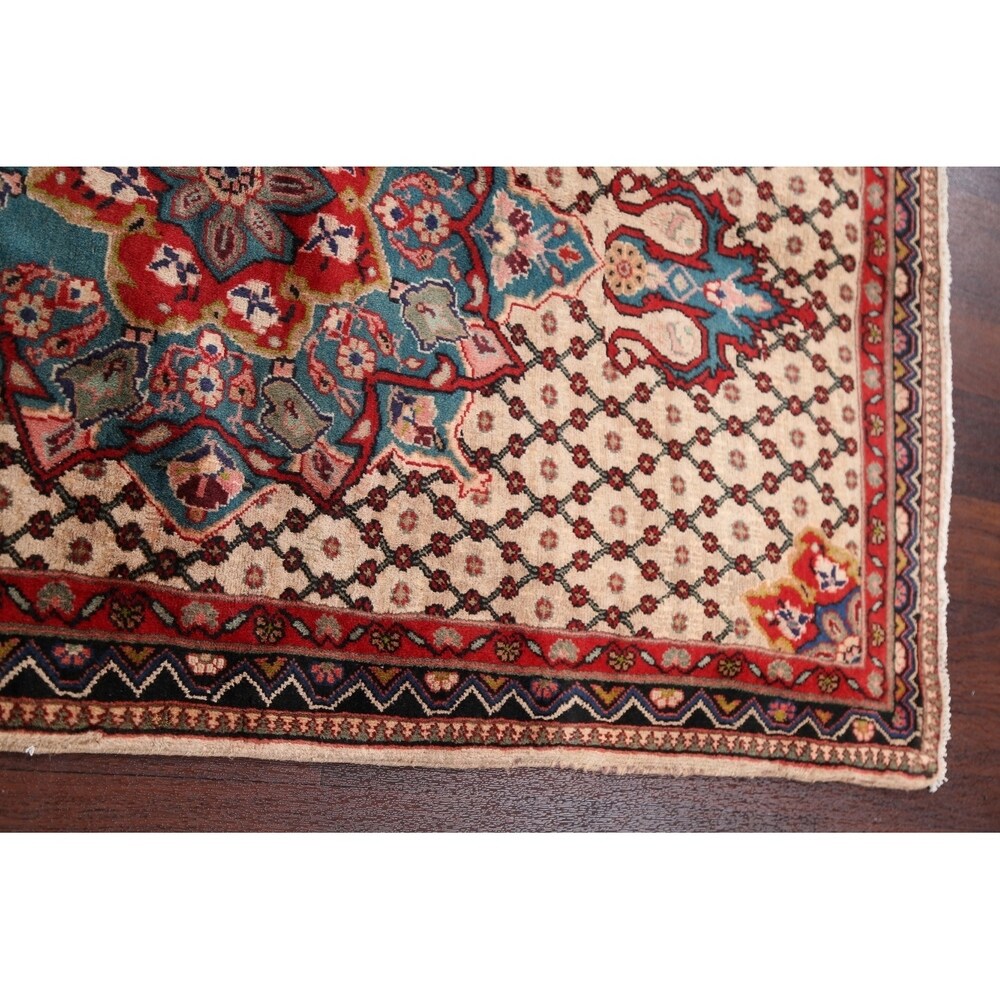 Decorative Geometric Ardebil Persian Area Rug Hand-Knotted Carpet - 3'4" x 5'11"