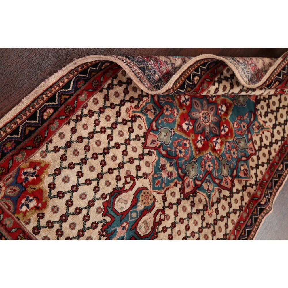 Decorative Geometric Ardebil Persian Area Rug Hand-Knotted Carpet - 3'4" x 5'11"