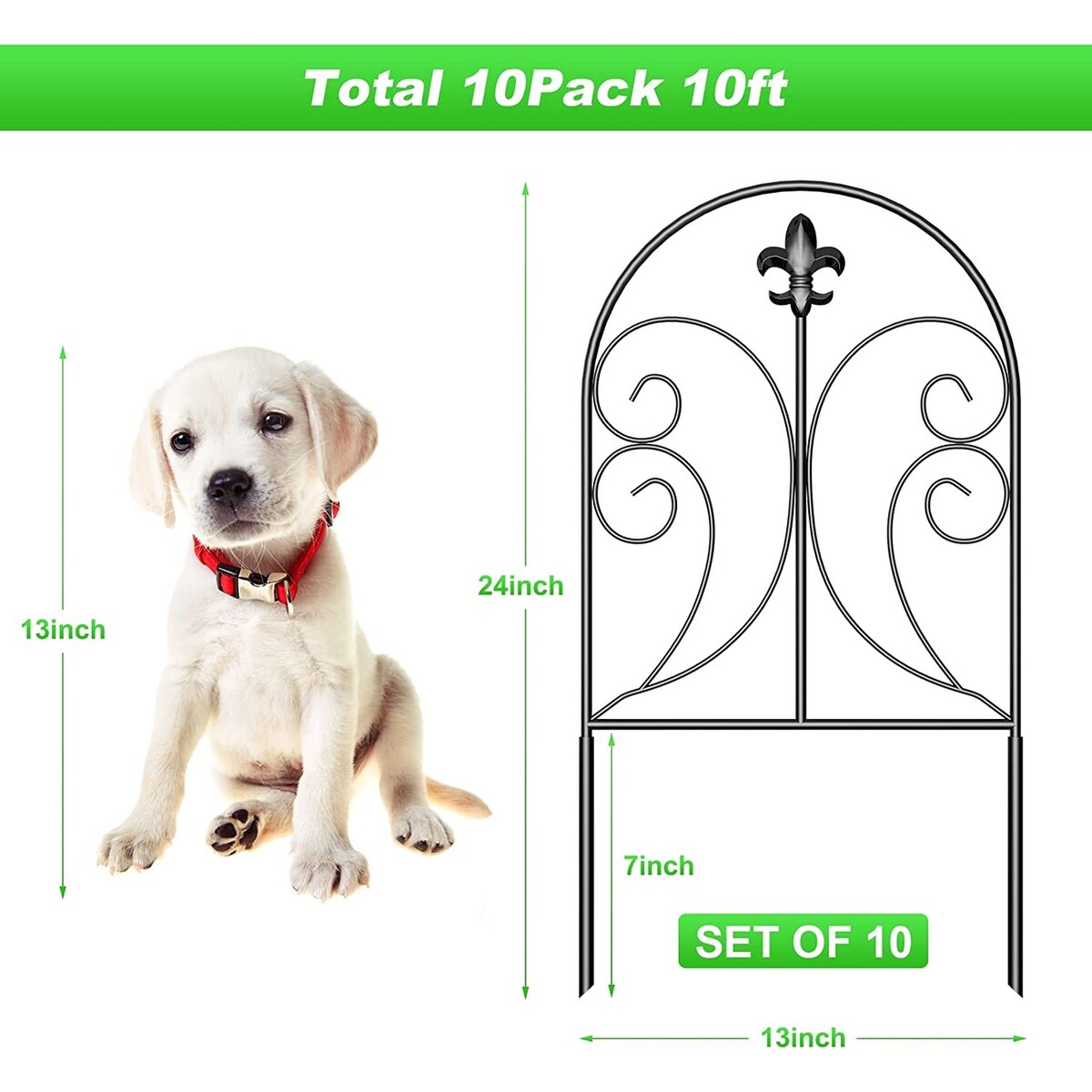 Decorative Graden Fence 10 Pack, 24in(H) x 10ft(L)