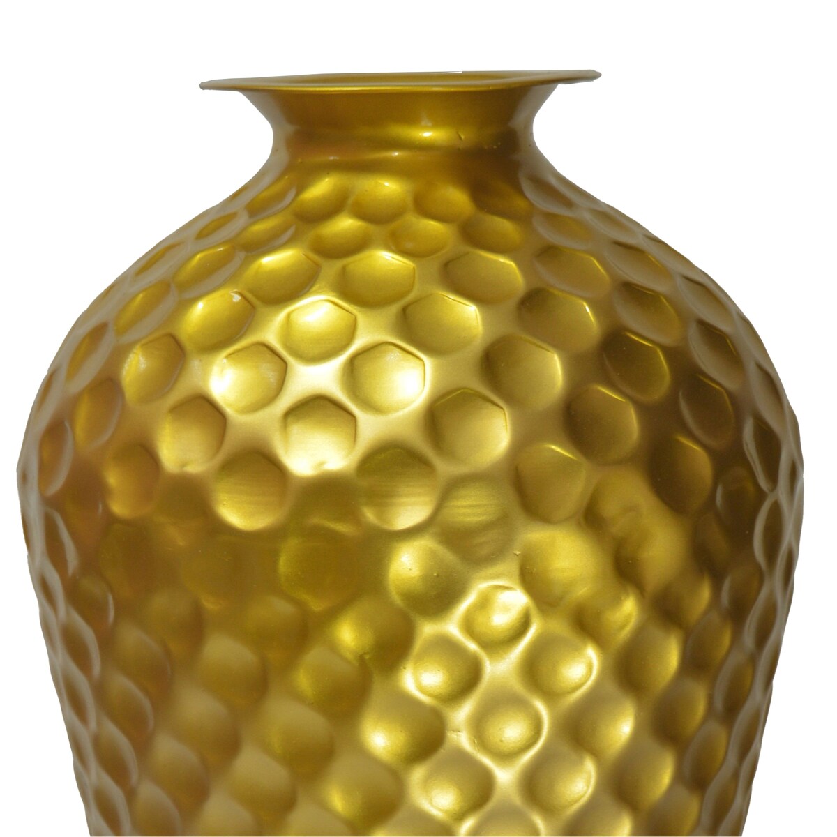 Decorative Modern Gold Metal Hammered Floor Vase - Elegant 25-Inch-Tall Bottle Shape for Entryway, Living Room, or Dining Room