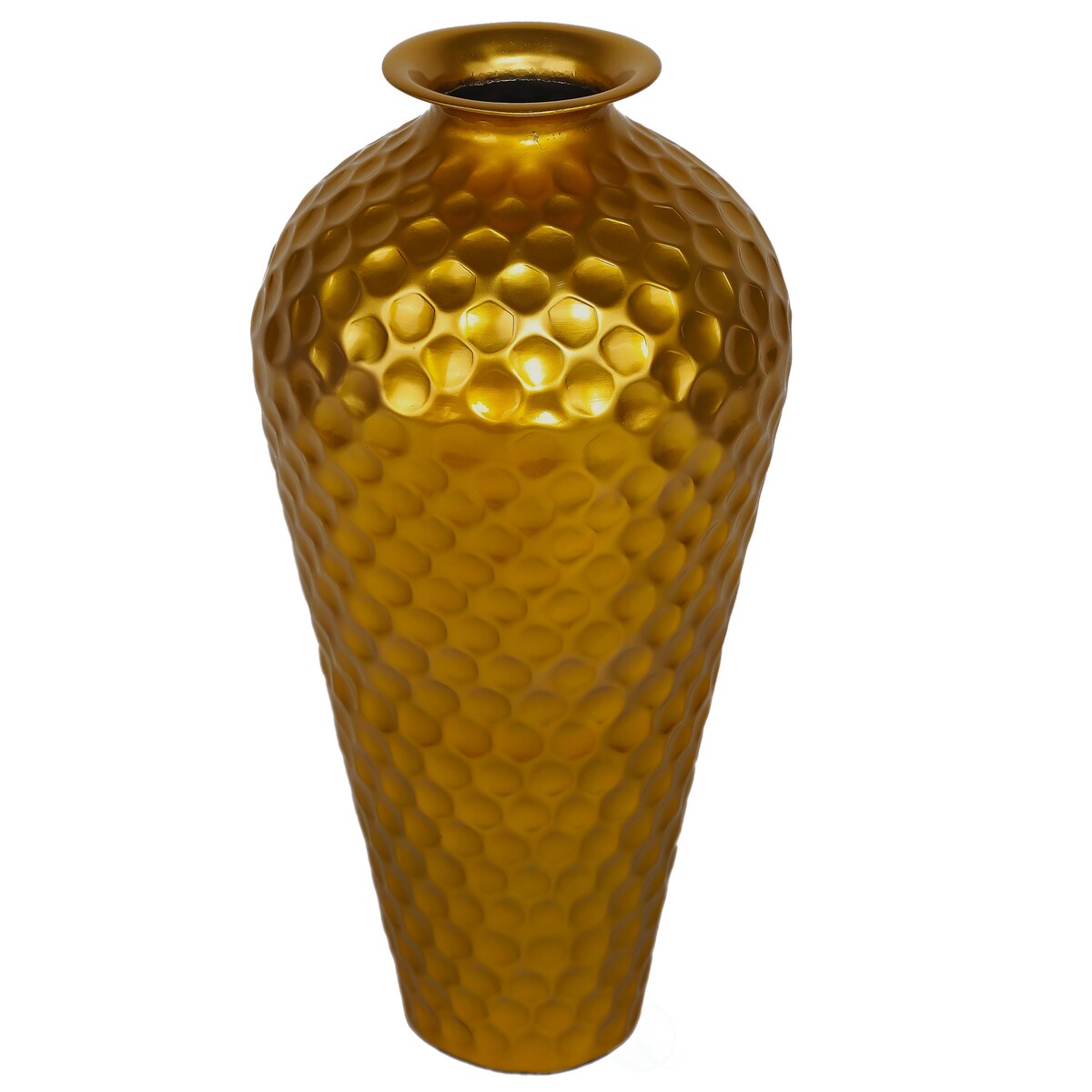 Decorative Modern Gold Metal Hammered Floor Vase - Elegant 25-Inch-Tall Bottle Shape for Entryway, Living Room, or Dining Room