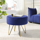 Decorative Round Shaped Ottoman with Metal Legs