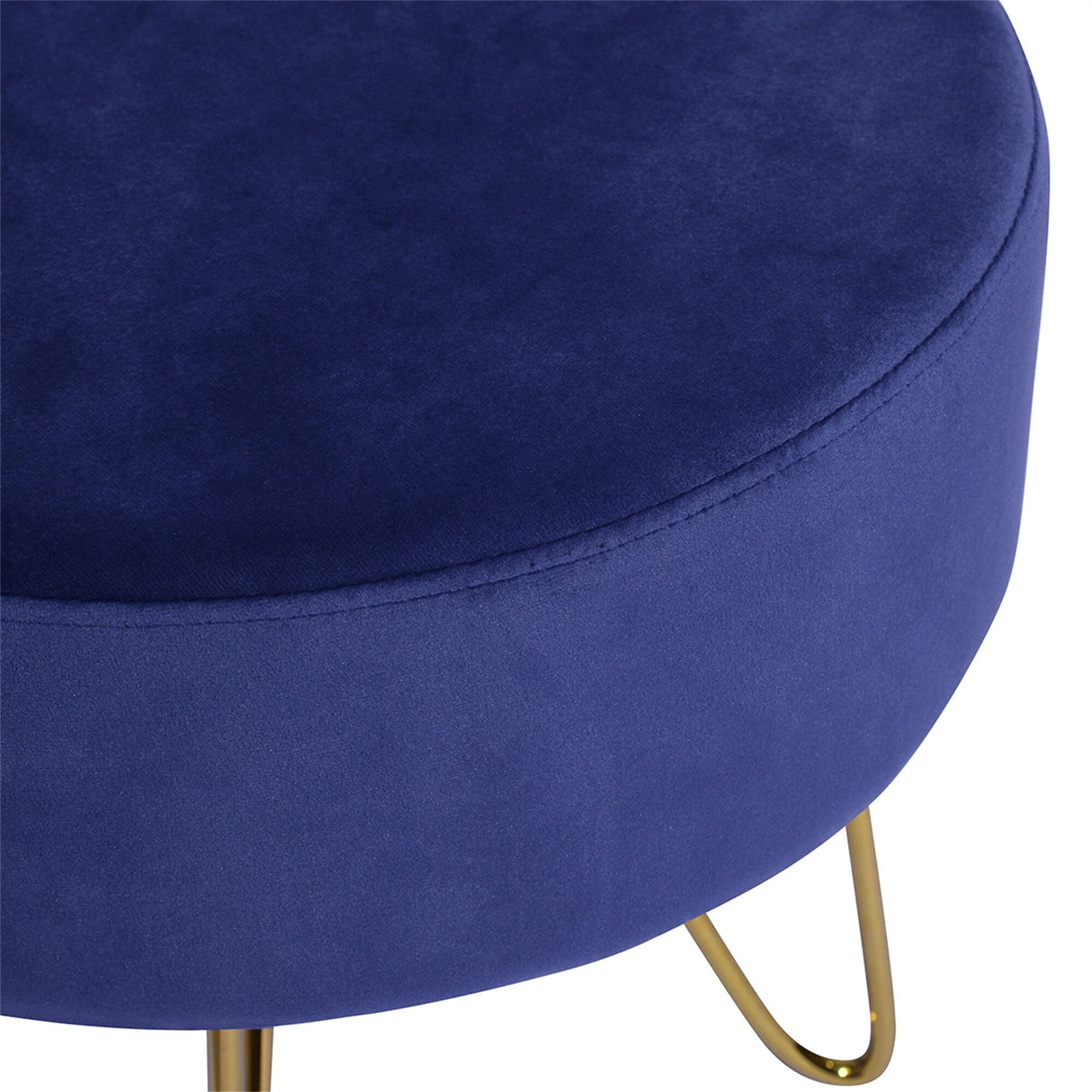 Decorative Round Shaped Ottoman with Metal Legs