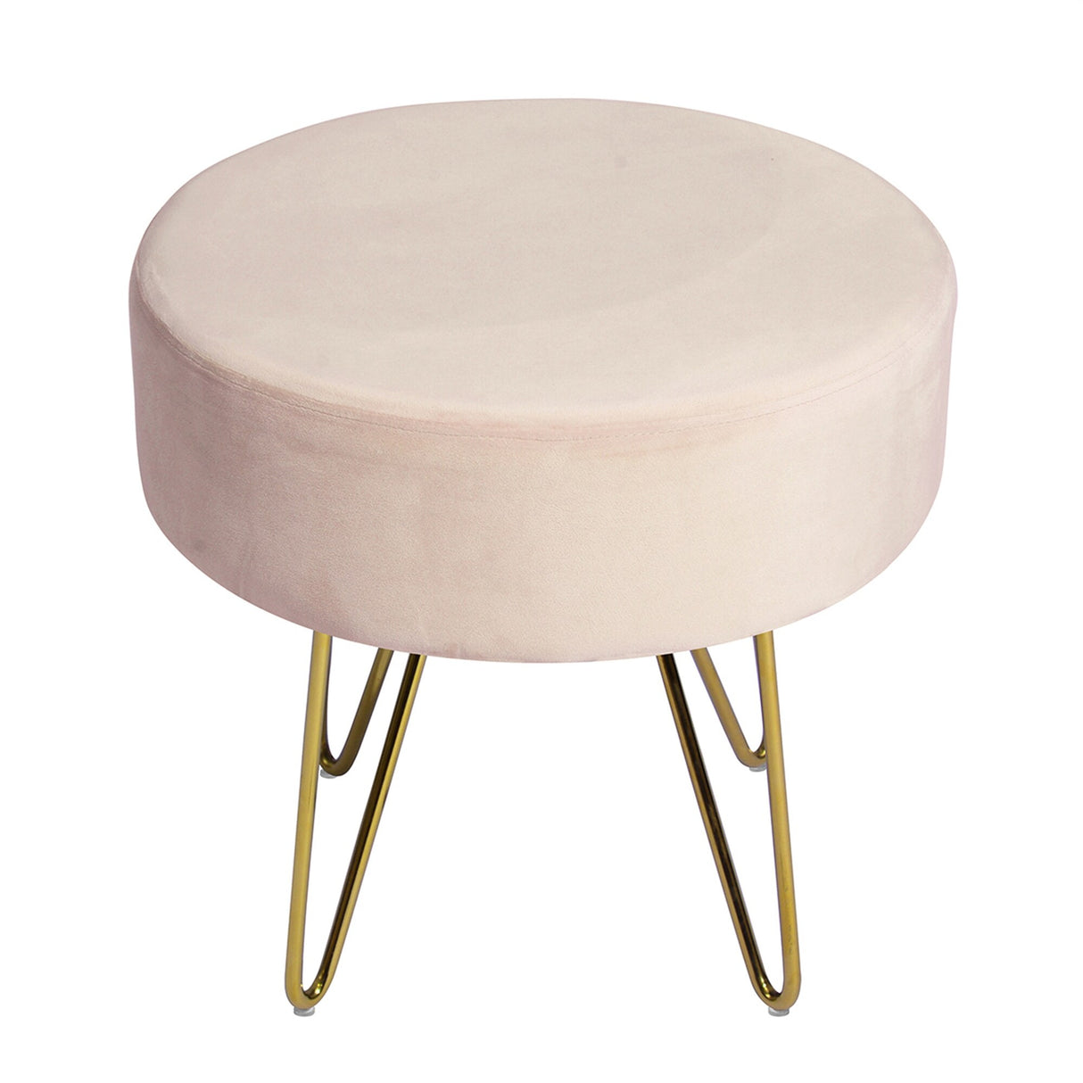 Decorative Round Shaped Ottoman with Metal Legs
