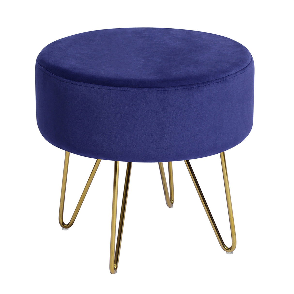 Decorative Round Shaped Ottoman with Metal Legs