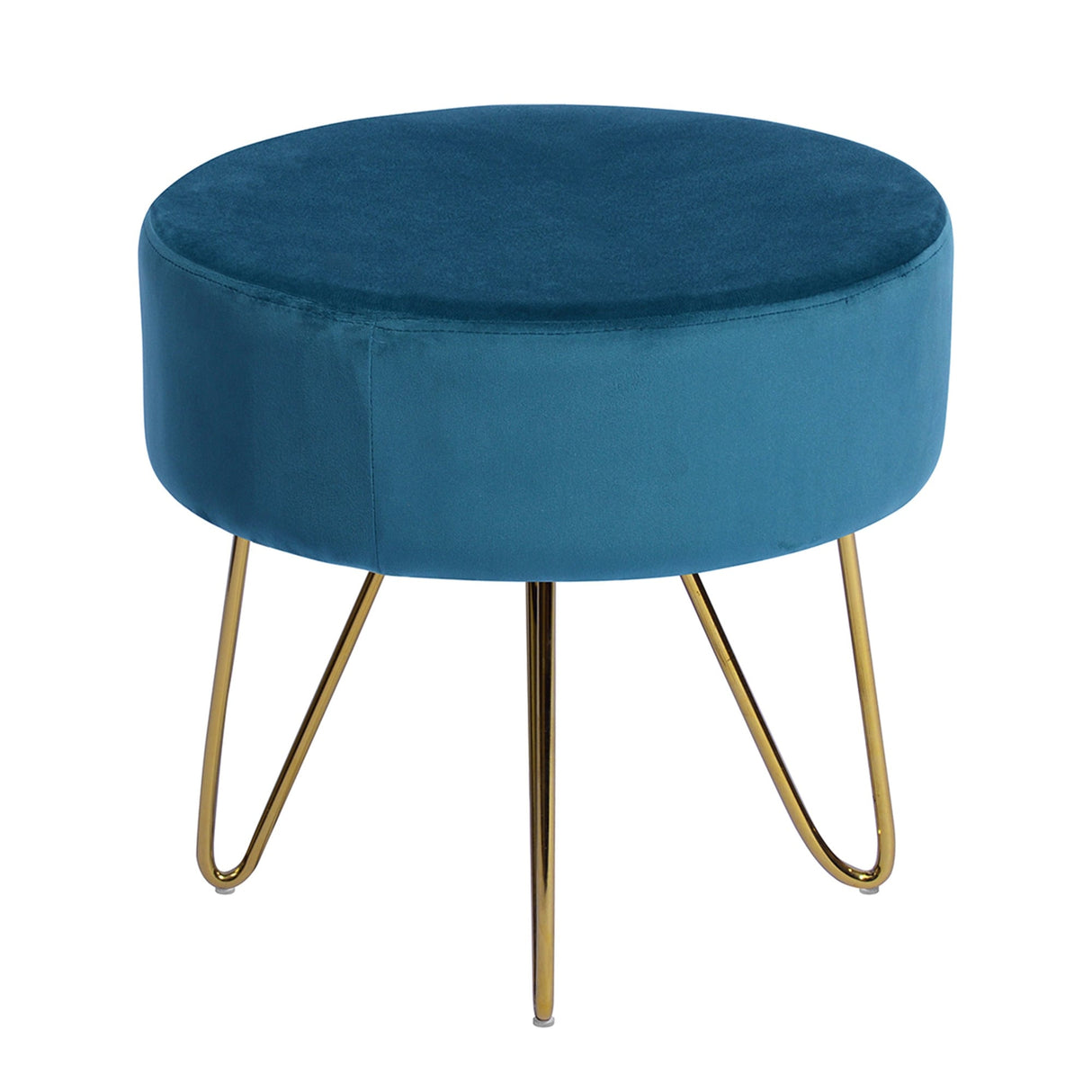 Decorative Round Shaped Ottoman with Metal Legs
