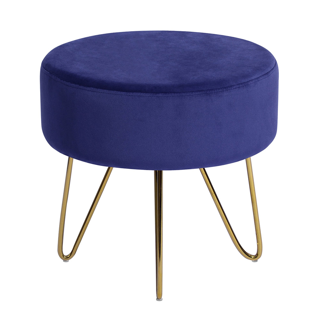 Decorative Round Shaped Ottoman with Metal Legs