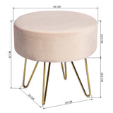 Decorative Round Shaped Ottoman with Metal Legs