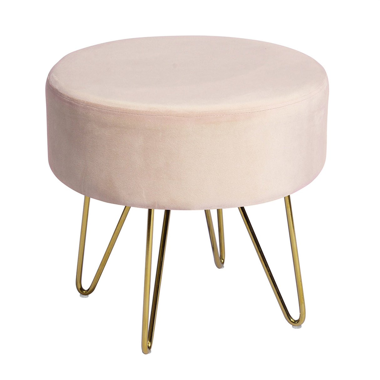 Decorative Round Shaped Ottoman with Metal Legs