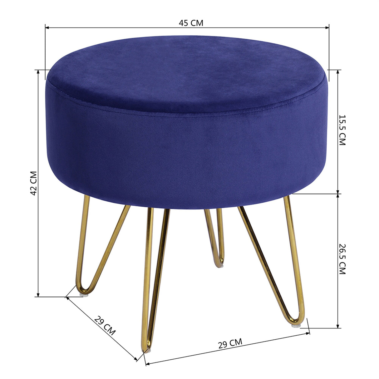 Decorative Round Shaped Ottoman with Metal Legs