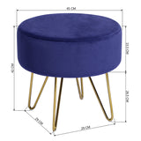 Decorative Round Shaped Ottoman with Metal Legs