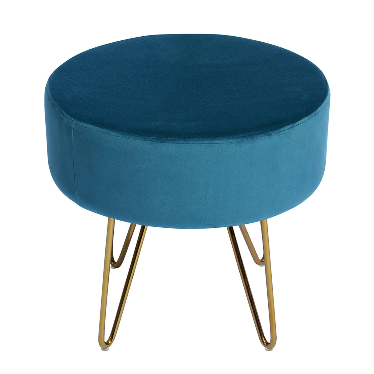 Decorative Round Shaped Ottoman with Metal Legs