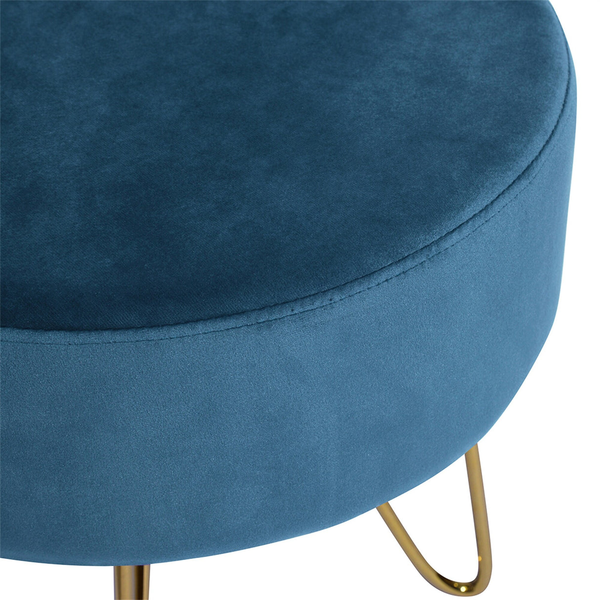 Decorative Round Shaped Ottoman with Metal Legs
