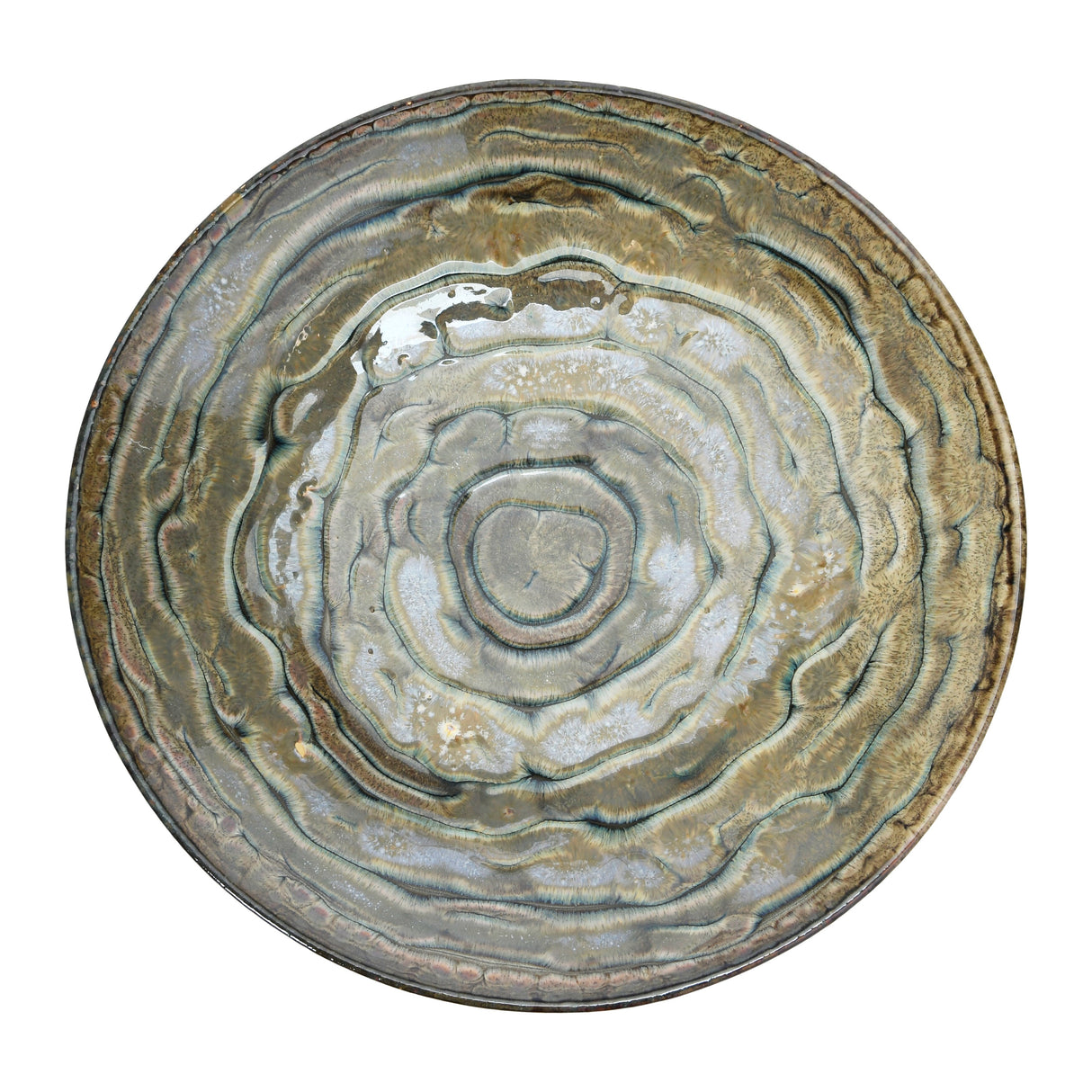 Decorative Stoneware Platter, Reactive Glaze