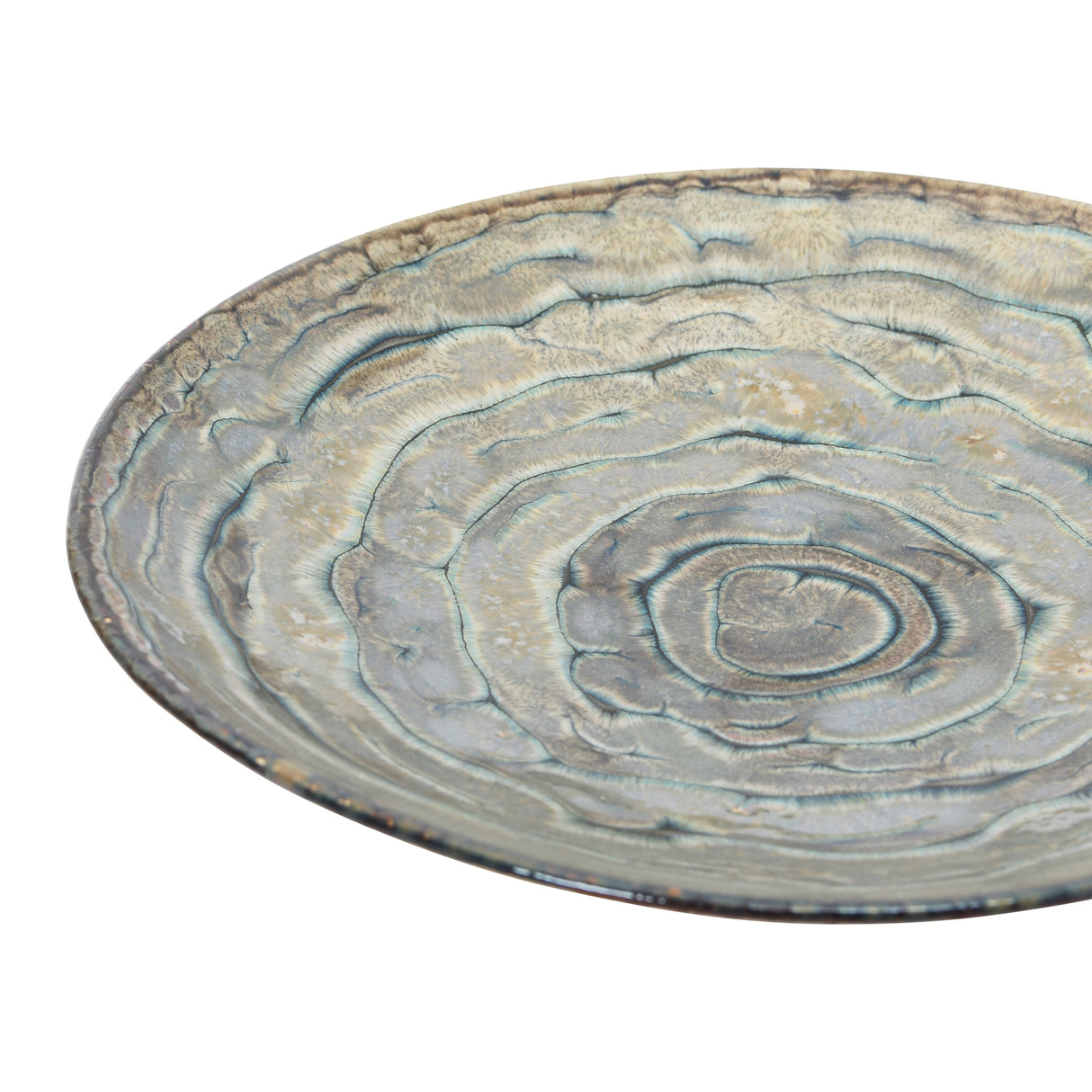 Decorative Stoneware Platter, Reactive Glaze