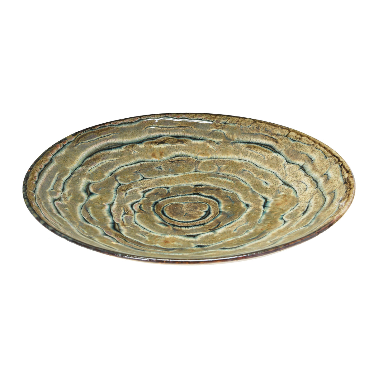 Decorative Stoneware Platter, Reactive Glaze