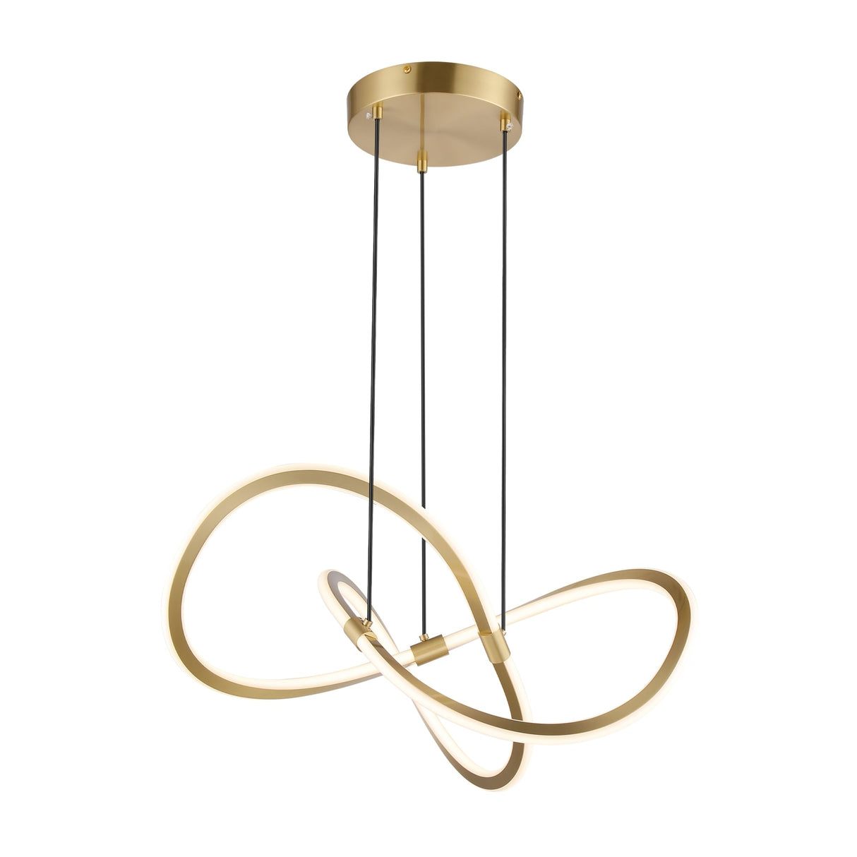 Nordic Swirl Pendant LED Chandelier with Gold Finish| Modern 56W White Gold Iron Aluminum Design