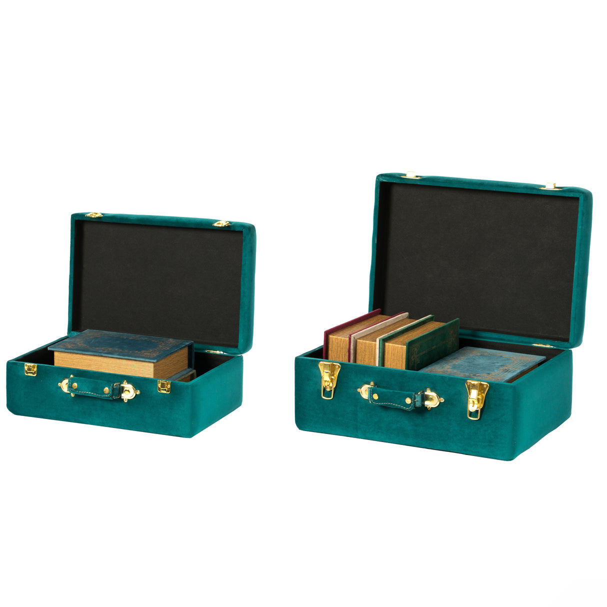 Decorative Tufted Velvet Suitcase Treasure Chest Set of 2 - N/A