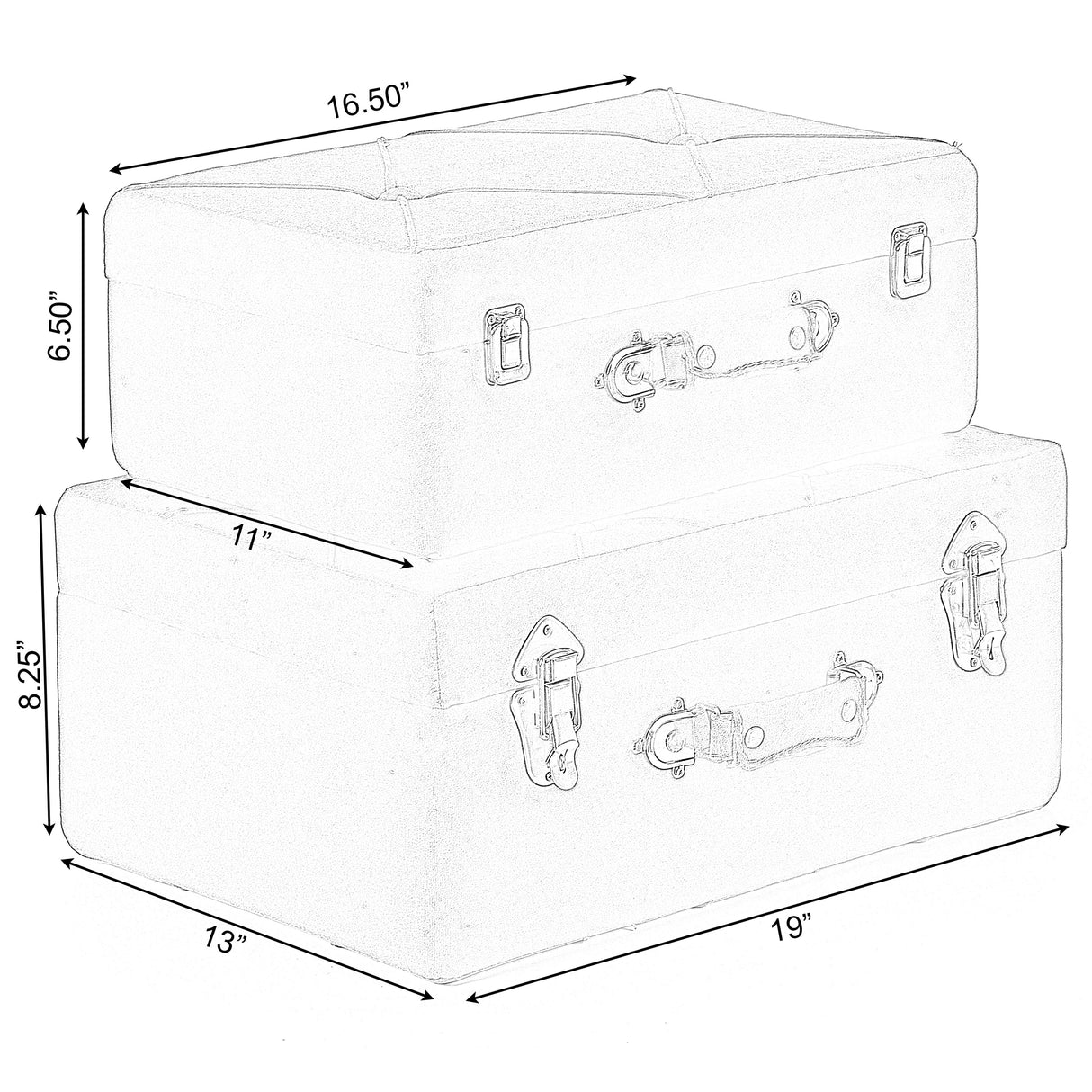 Decorative Tufted Velvet Suitcase Treasure Chest Set of 2 - N/A