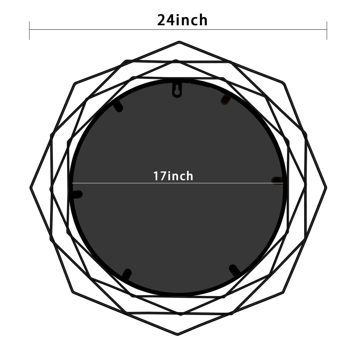 Decorative Wall Mirror Round Mirrors - Black 24 Inches Geometric Circle Mirror Personality Hanging Mirrors