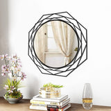 Decorative Wall Mirror Round Mirrors - Black 24 Inches Geometric Circle Mirror Personality Hanging Mirrors