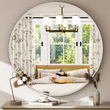 Decorative Wall Mirror Round Mirrors - Black 24 Inches Geometric Circle Mirror Personality Hanging Mirrors