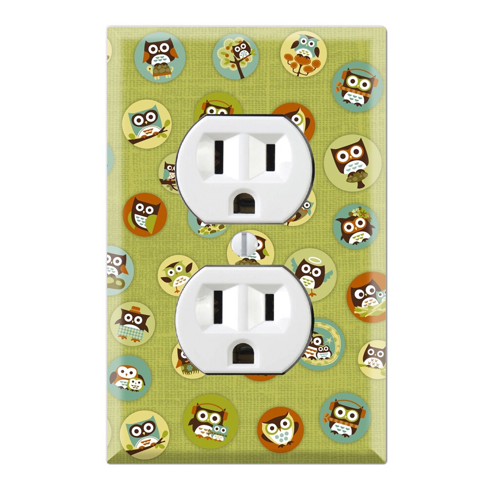 Green Owl Pattern Decorative Wall Plate Cover