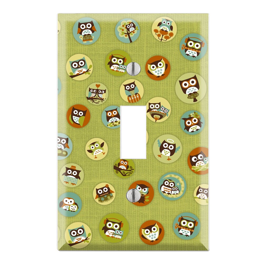 Green Owl Pattern Decorative Wall Plate Cover