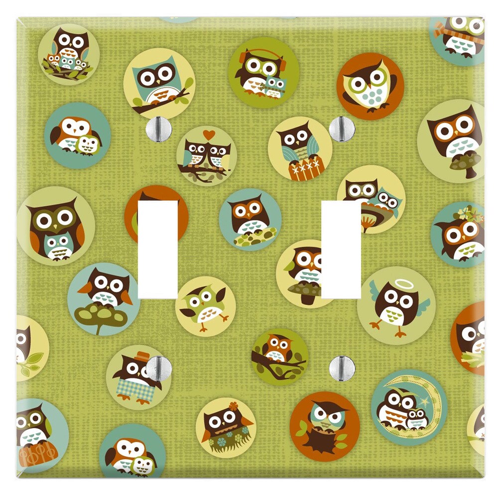 Green Owl Pattern Decorative Wall Plate Cover