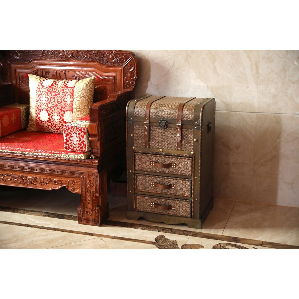 Decorative Wooden Storage Chest with 3 Drawers