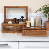 Decorative Woven Rattan and Wood Display Boxes