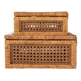 Decorative Woven Rattan and Wood Display Boxes