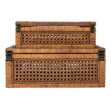 Decorative Woven Rattan and Wood Display Boxes