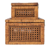Decorative Woven Rattan and Wood Display Boxes