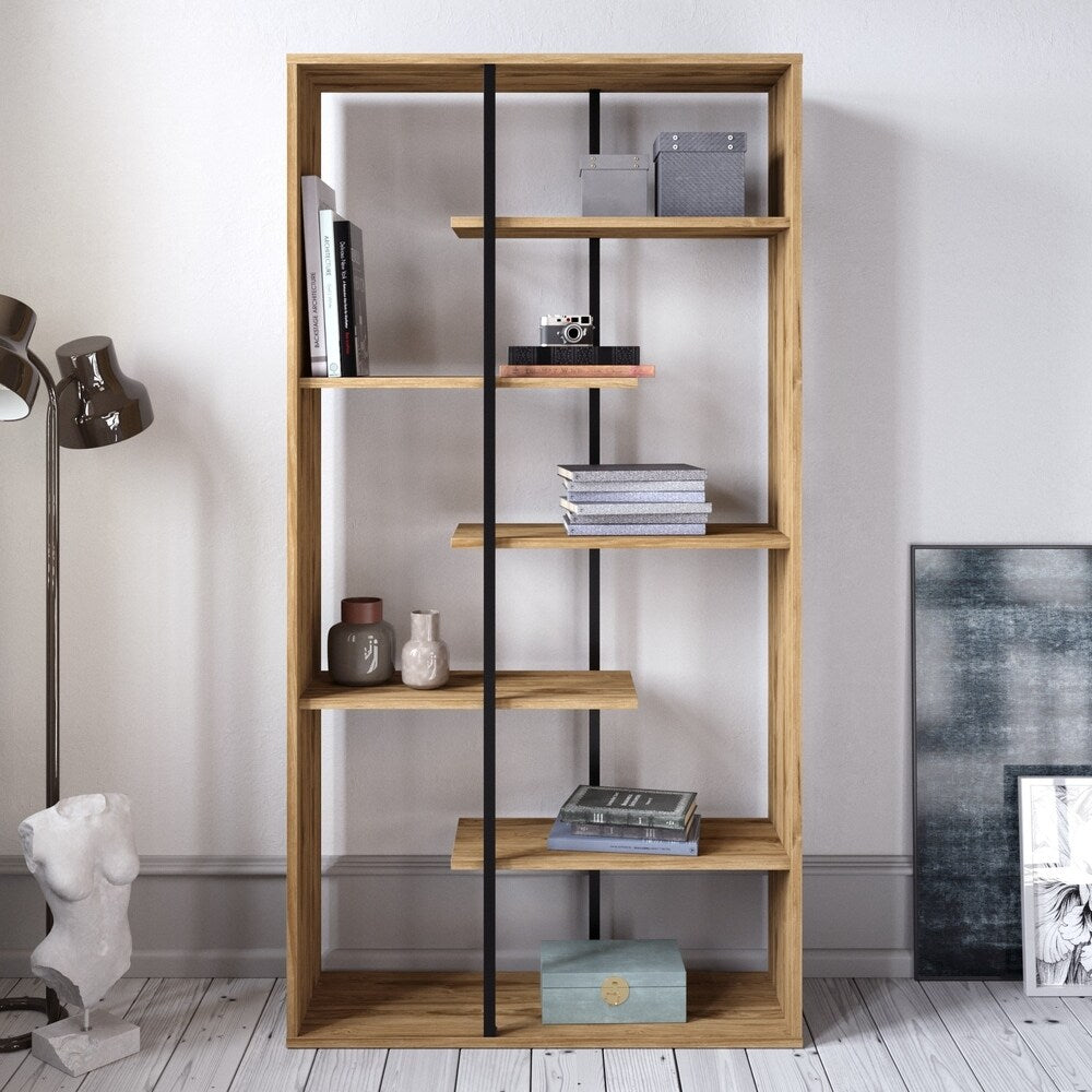 Decorotika Presto 68'' Tall Metal Wood Bookcase with 6-Tier Shelves