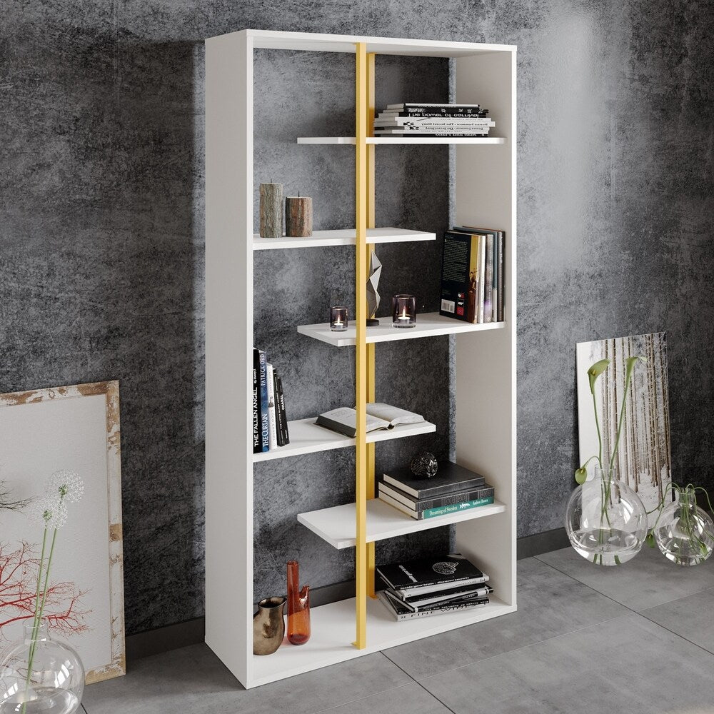Decorotika Presto 68'' Tall Metal Wood Bookcase with 6-Tier Shelves