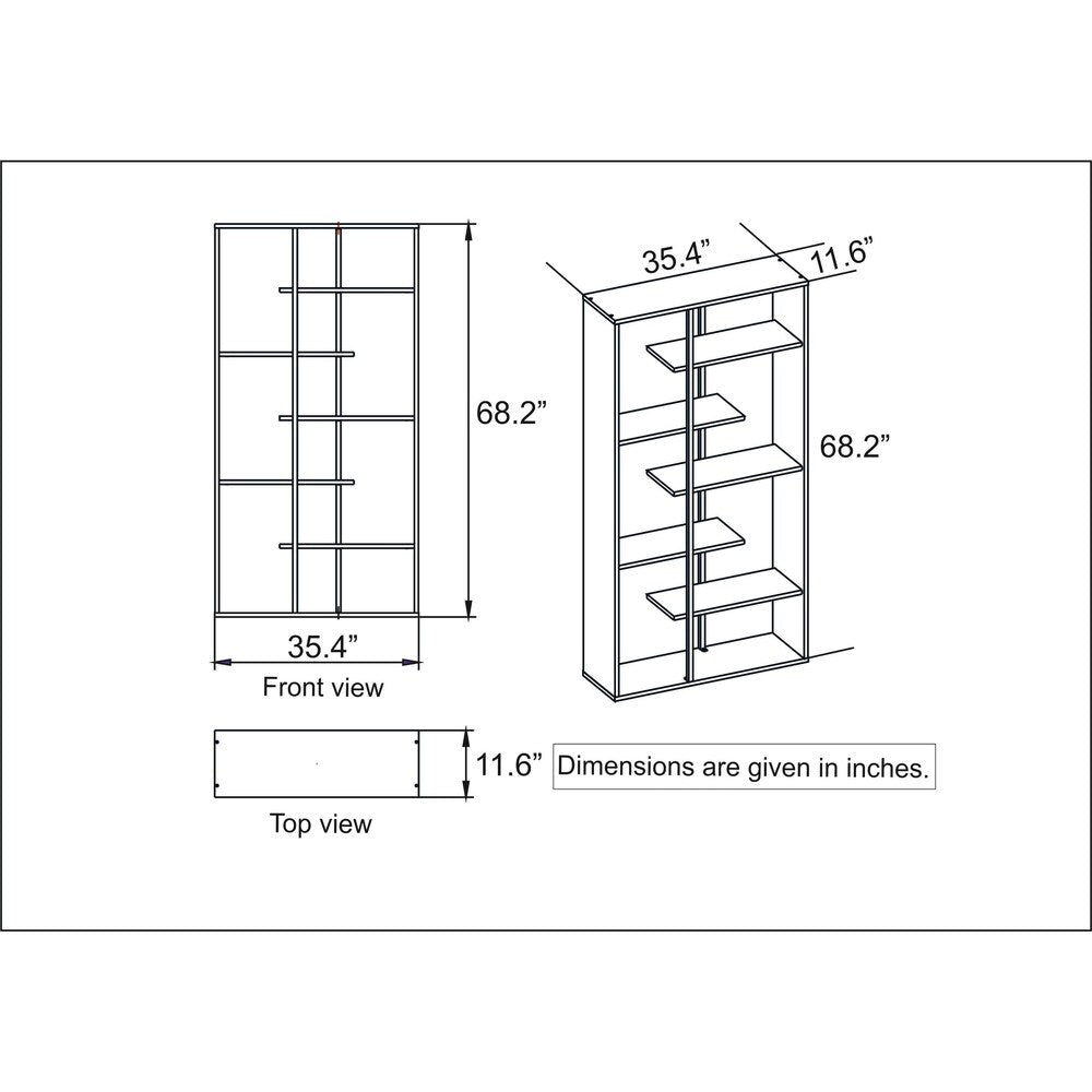 Decorotika Presto 68'' Tall Metal Wood Bookcase with 6-Tier Shelves