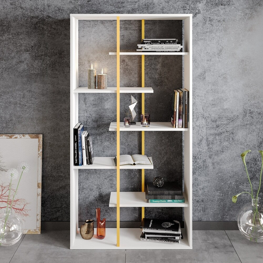 Decorotika Presto 68'' Tall Metal Wood Bookcase with 6-Tier Shelves